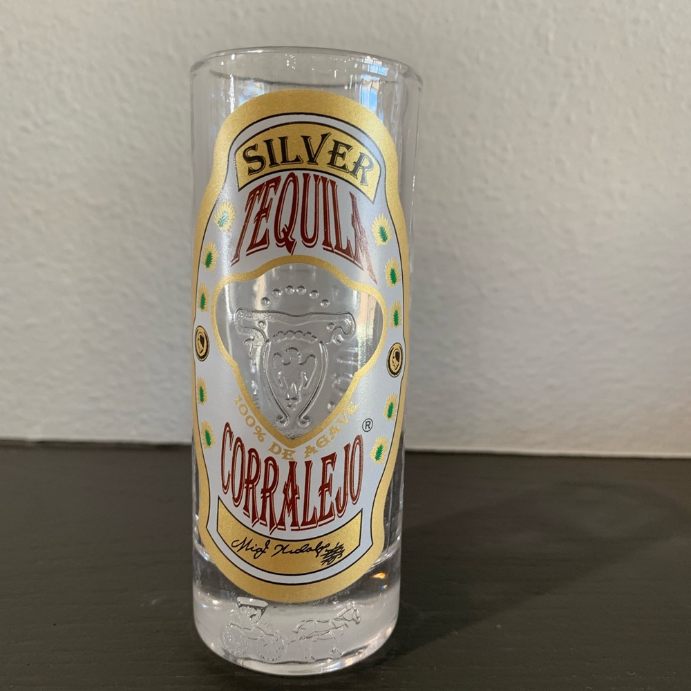 Beautiful Tequila Corralejo Tall Shot Glass - Embossed - Double shot